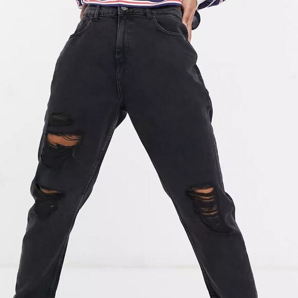 Noisy May Ripped black mom jeans - Picture 1 of 4